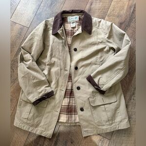 L.L. Bean Men's Beige Jacket with Dark Brown Trim